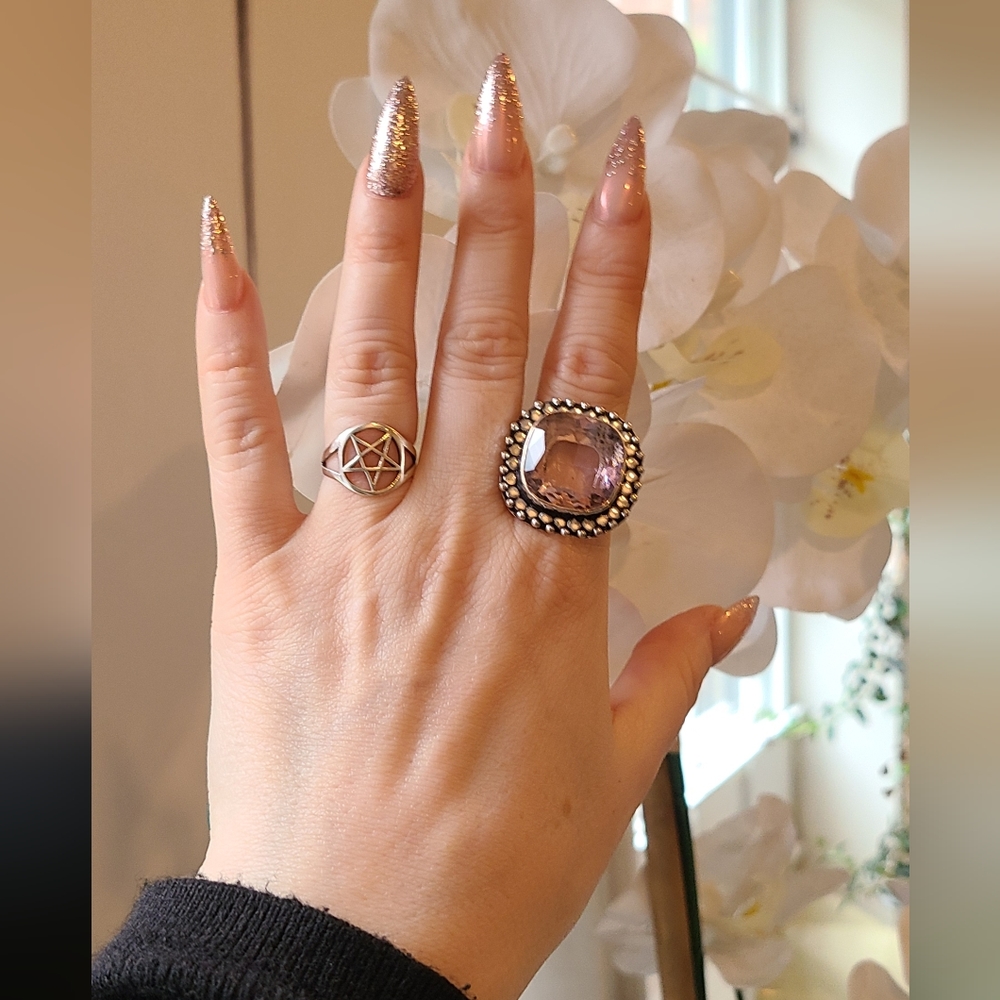 Pink cut glass ring